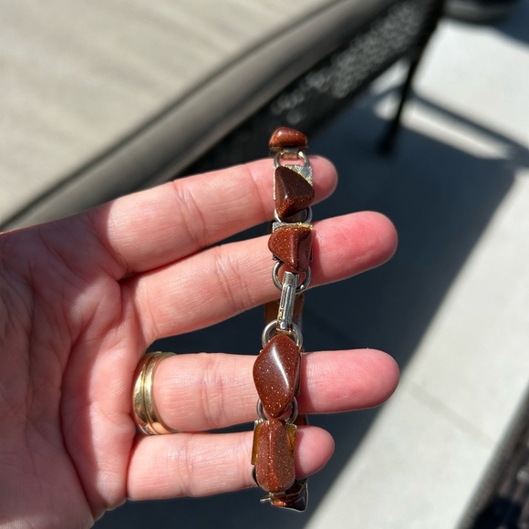 4/$100 GOLDSTONE RED Stone Bracelet 7 inches 🍷 - Picture 8 of 9